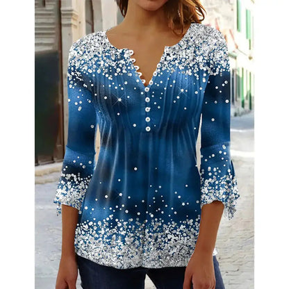 Women'S V-Neck Button-Down T-Shirt Street Trend Top Fashion V-Neck Clothing Printed Women'S T-Shirt Casual Everything T-Shirt by All Mart Bristol Ltd