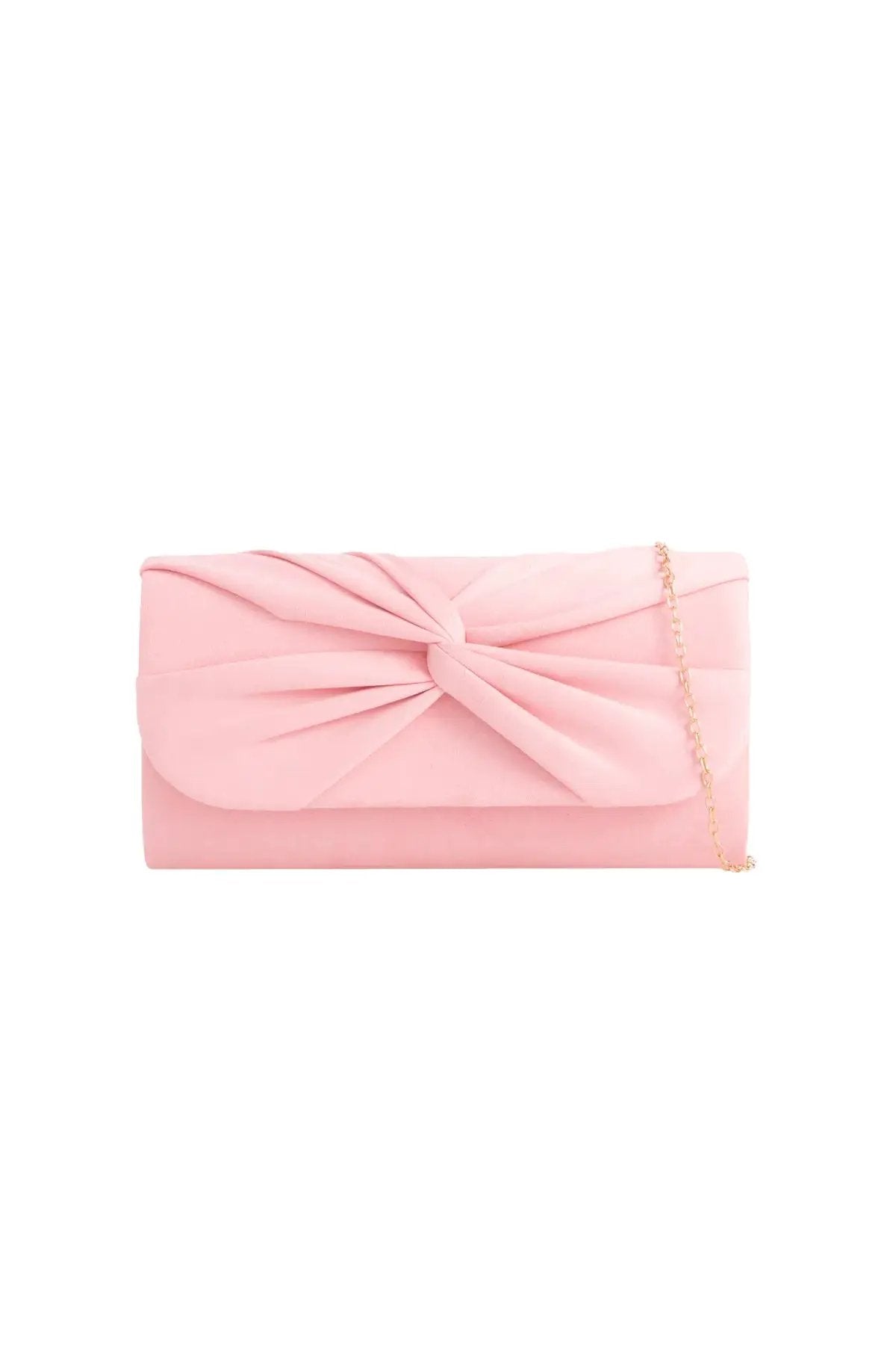 Pink Suede Clutch Bag with Knot Detail by Aftershock London