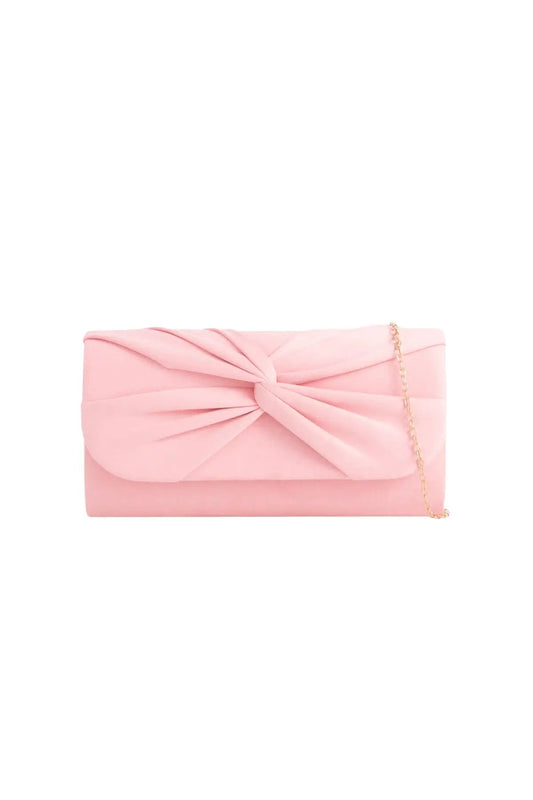 Pink Suede Clutch Bag with Knot Detail by Aftershock London
