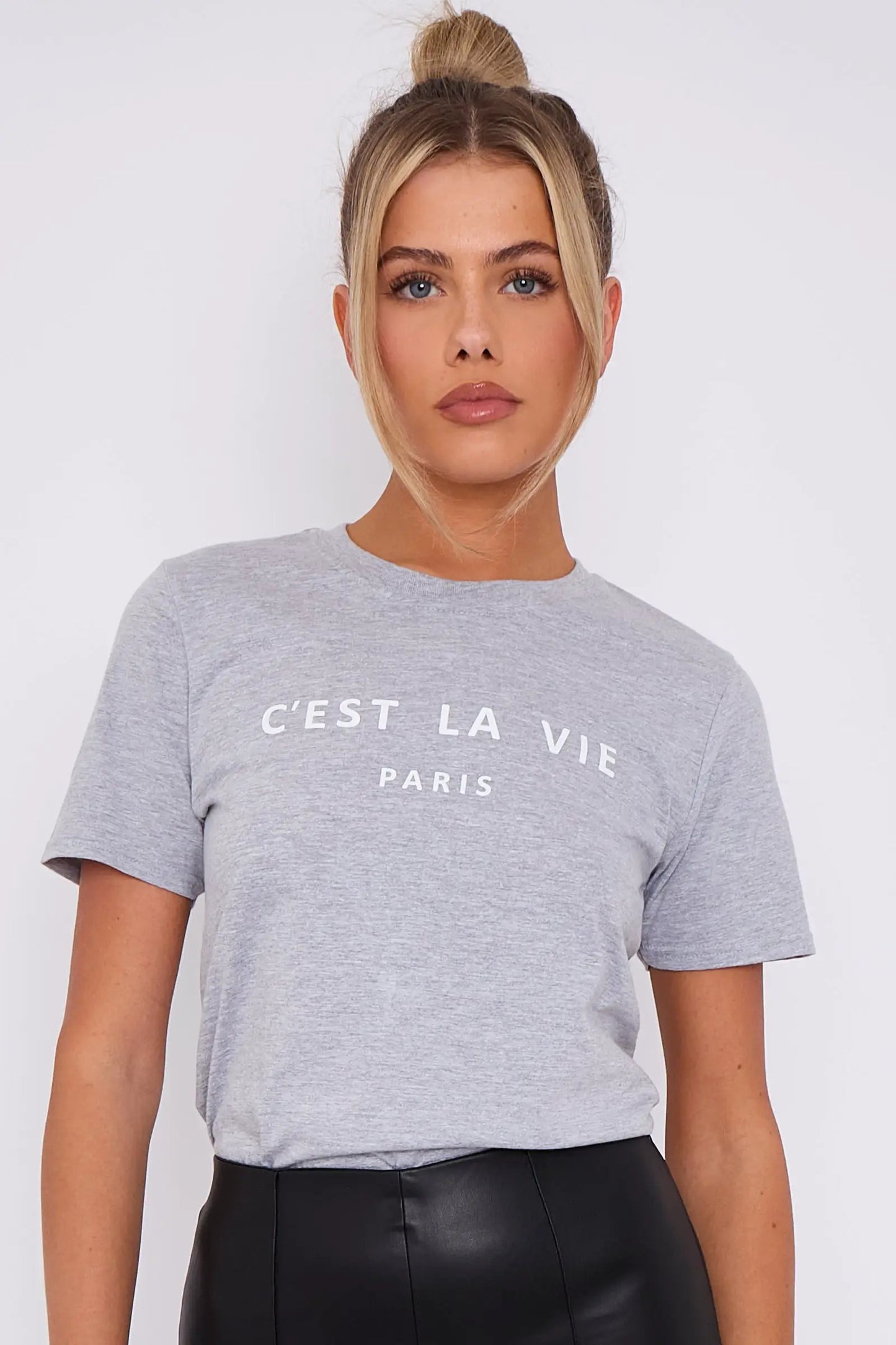 Grey C'est La Vie Short Sleeve Regular Fit T Shirt by Aftershock London
