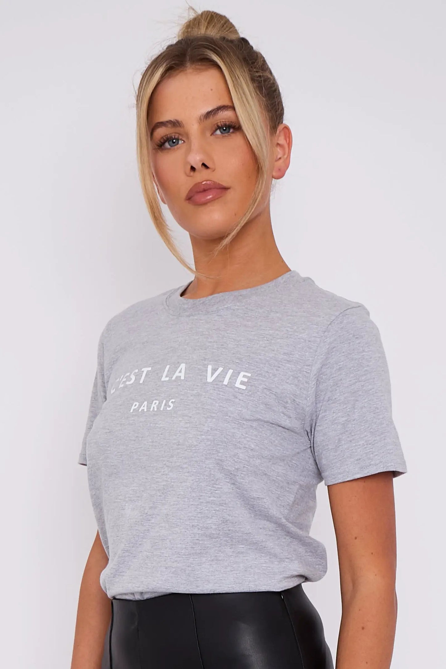 Grey C'est La Vie Short Sleeve Regular Fit T Shirt by Aftershock London
