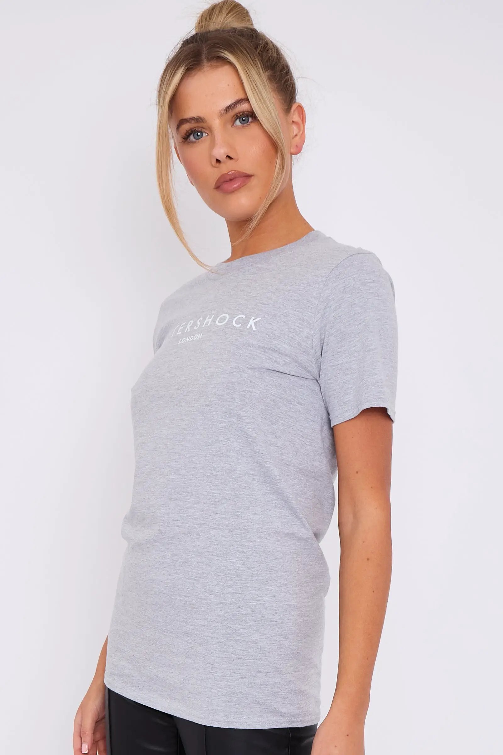 Grey Logo Short Sleeve Round Neck T-Shirt by Aftershock London