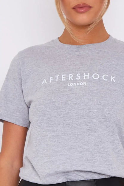 Grey Logo Short Sleeve Round Neck T-Shirt by Aftershock London