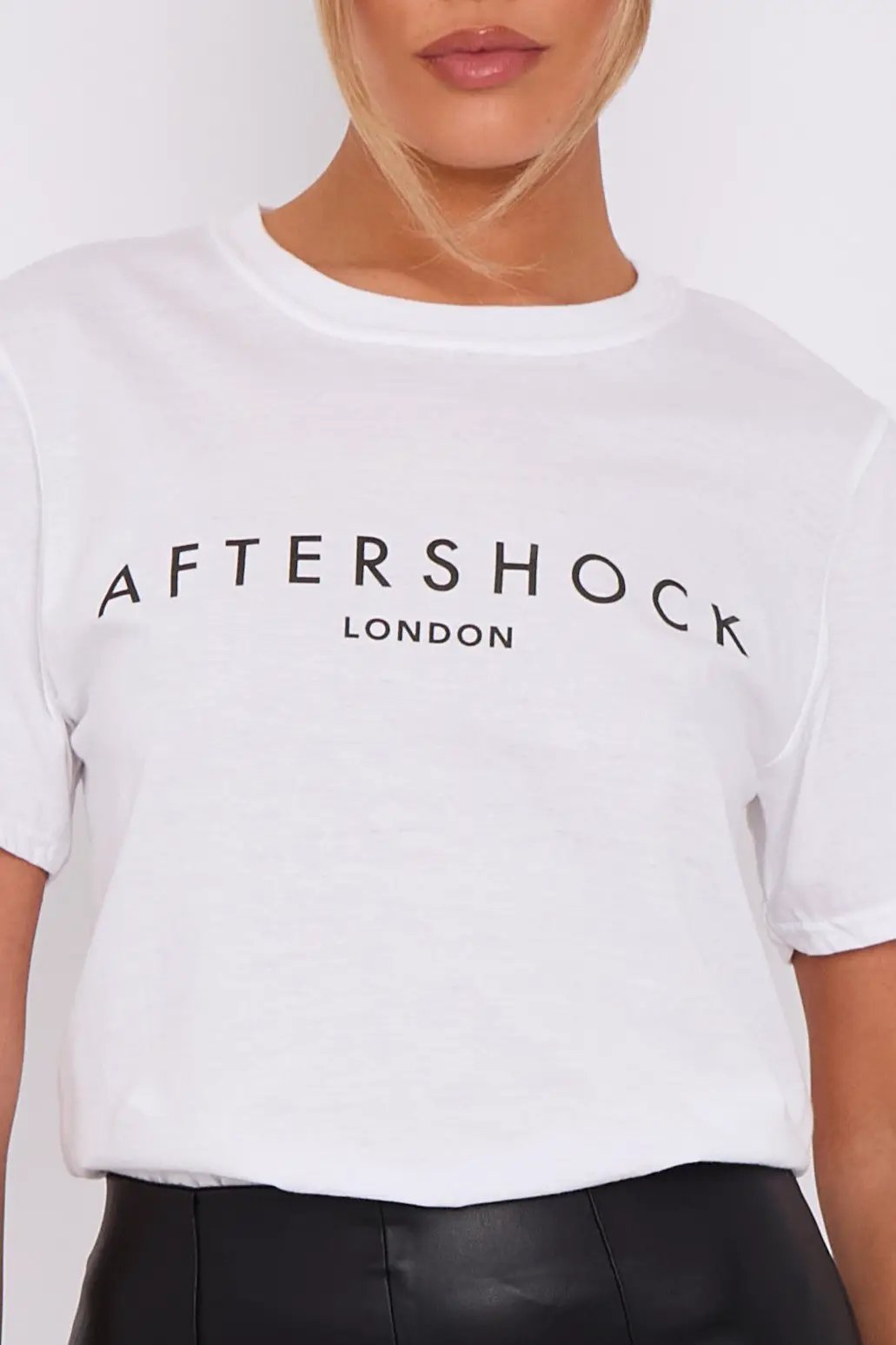 White Logo Short Sleeve Round Neck T-Shirt by Aftershock London