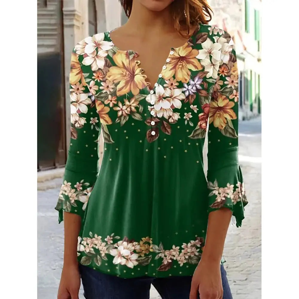 Women'S V-Neck Button-Down T-Shirt Street Trend Top Fashion V-Neck Clothing Printed Women'S T-Shirt Casual Everything T-Shirt by All Mart Bristol Ltd