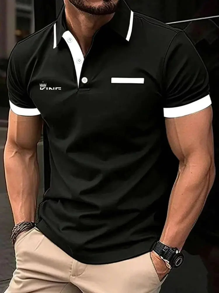 Men's Polo Shirt Golf Shirt Casual Sports Lapel Short Sleeve Fashion Basic Color Block Patchwork Summer Regular Fit Polo Shirt by All Mart Bristol Ltd