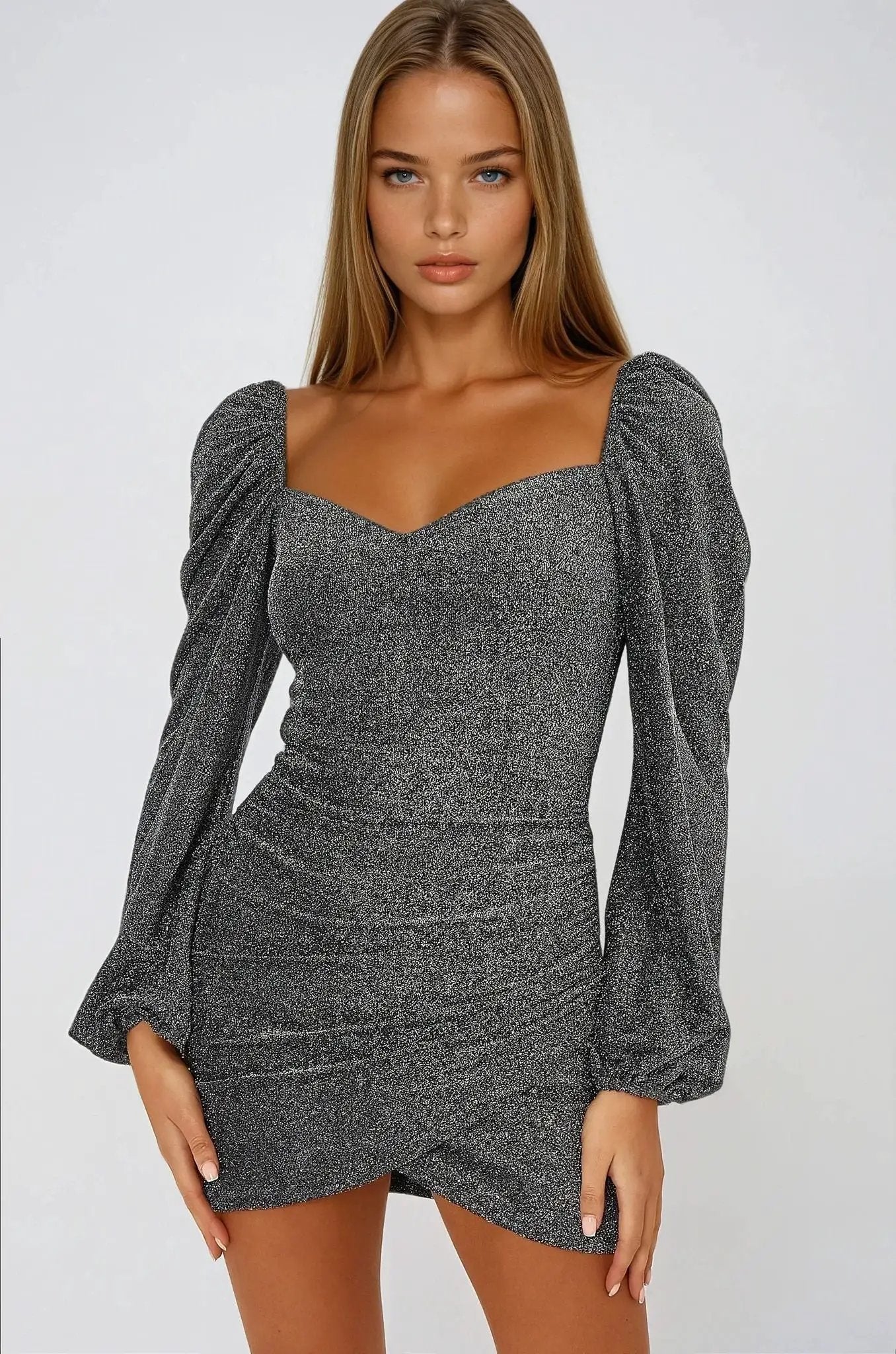 Silver Sweetheart Neckline Mini Dress by Aftershock London