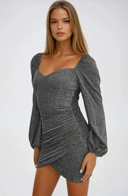 Silver Sweetheart Neckline Mini Dress by Aftershock London
