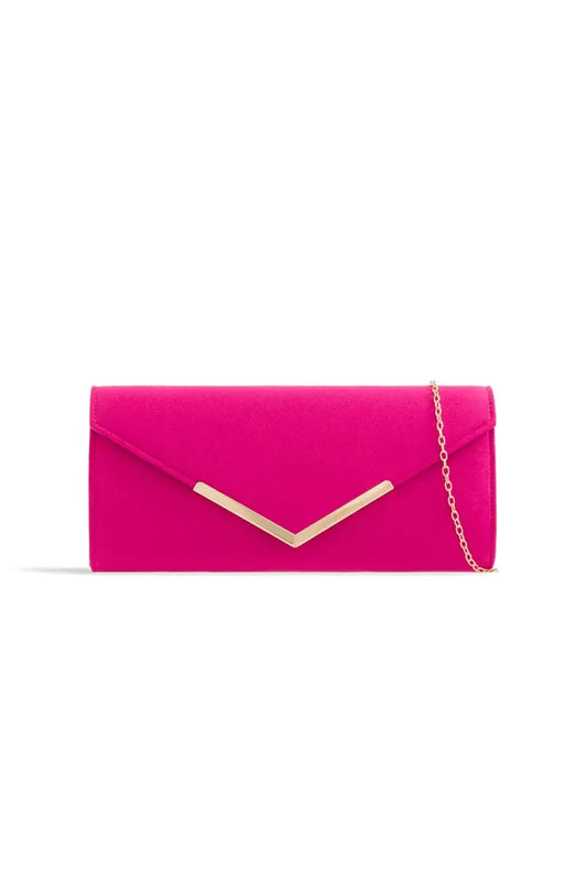 Fuchsia Suede Envelope Clutch Bag by Aftershock London