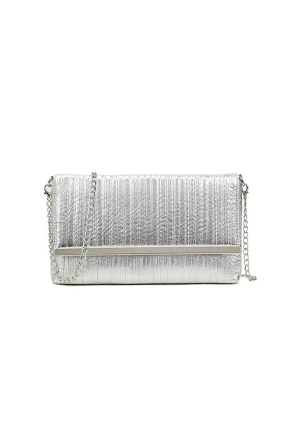 Silver Pleated Clutch Bag by Aftershock London