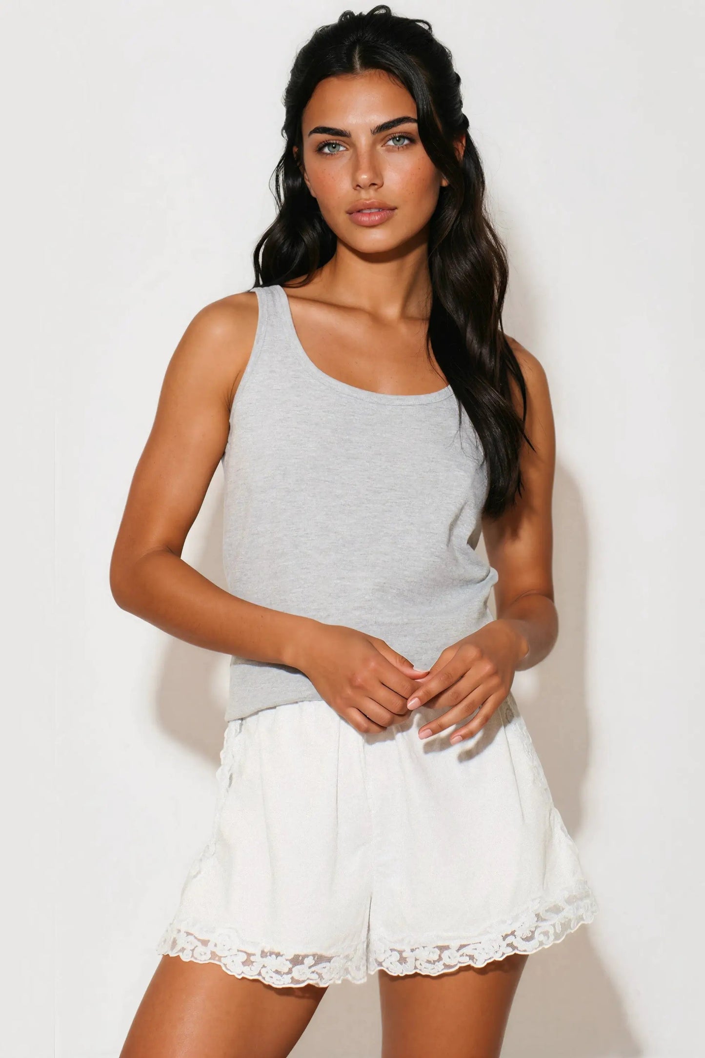 Silver Grey Cotton Vest Top by Aftershock London