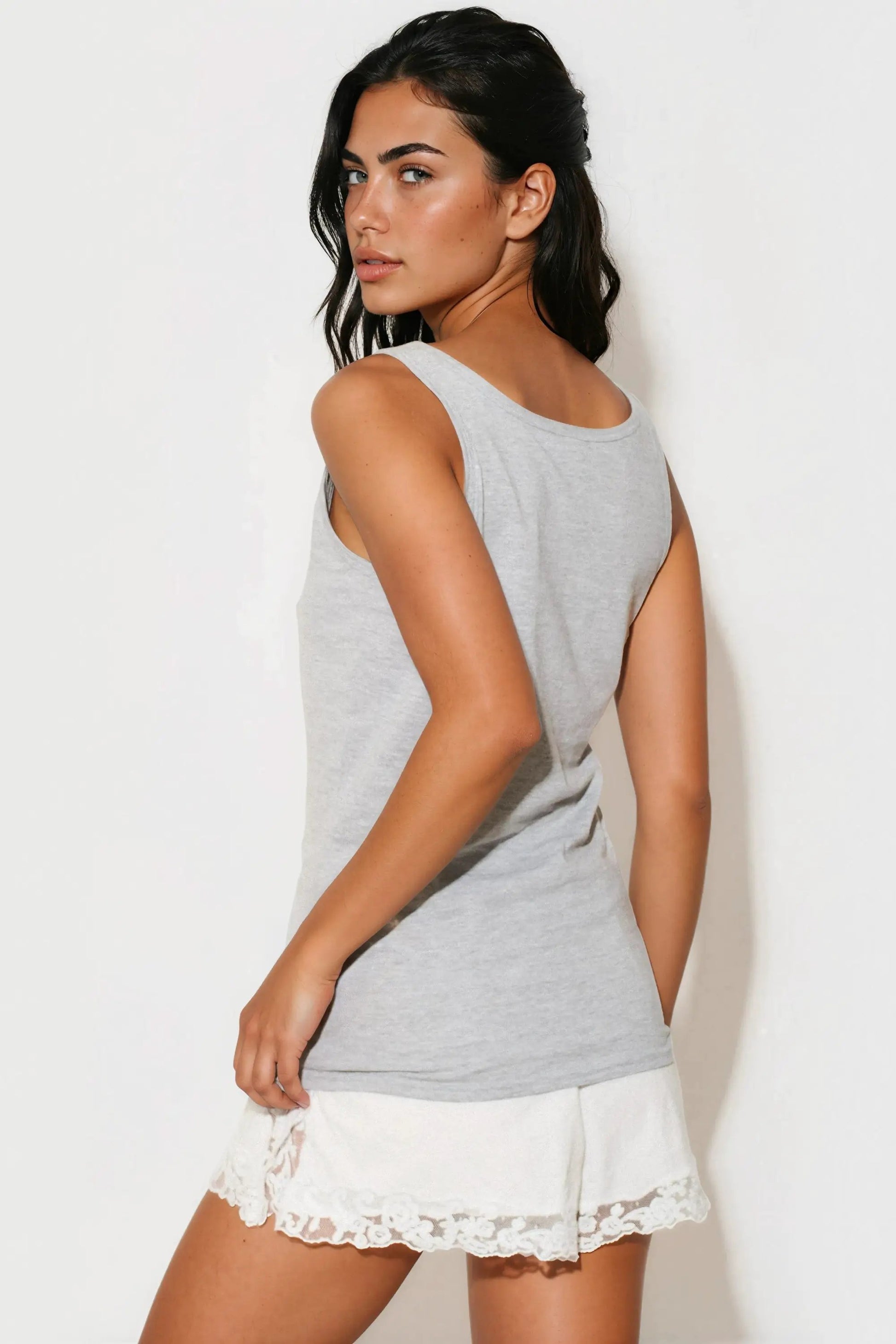 Silver Grey Cotton Vest Top by Aftershock London