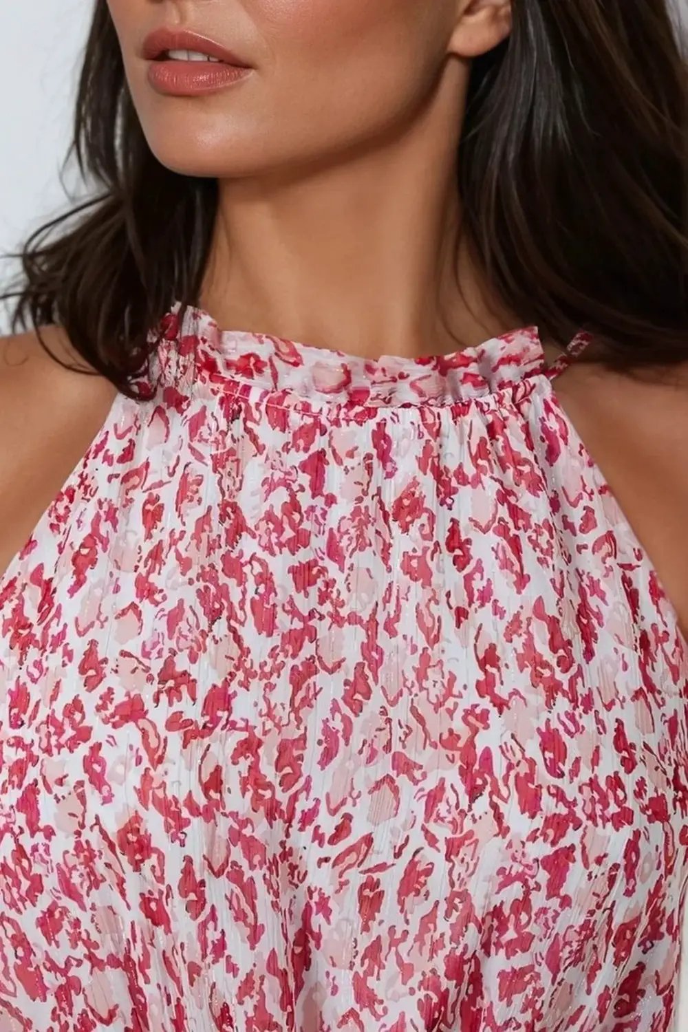 Pink Abstract Print Halterneck Maxi Dress by Aftershock London