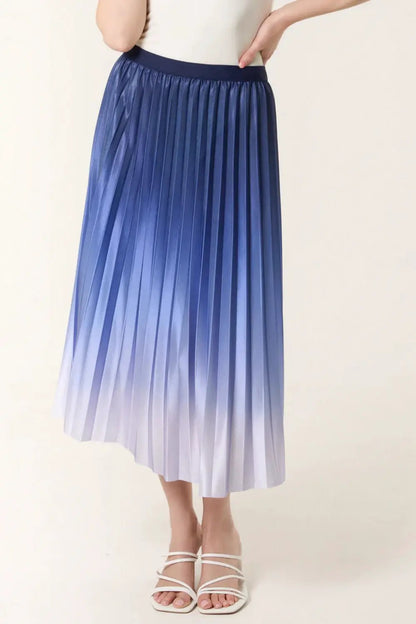 Blue Gradient Pleated Midi Skirt by Aftershock London