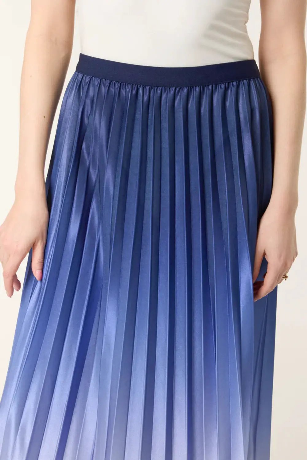 Blue Gradient Pleated Midi Skirt by Aftershock London