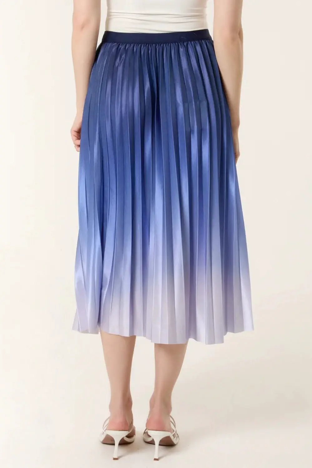 Blue Gradient Pleated Midi Skirt by Aftershock London