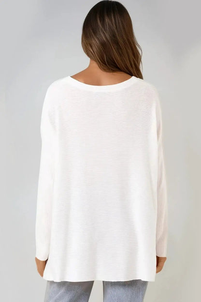 White Fine Knit Jumper With Necklace by Aftershock London
