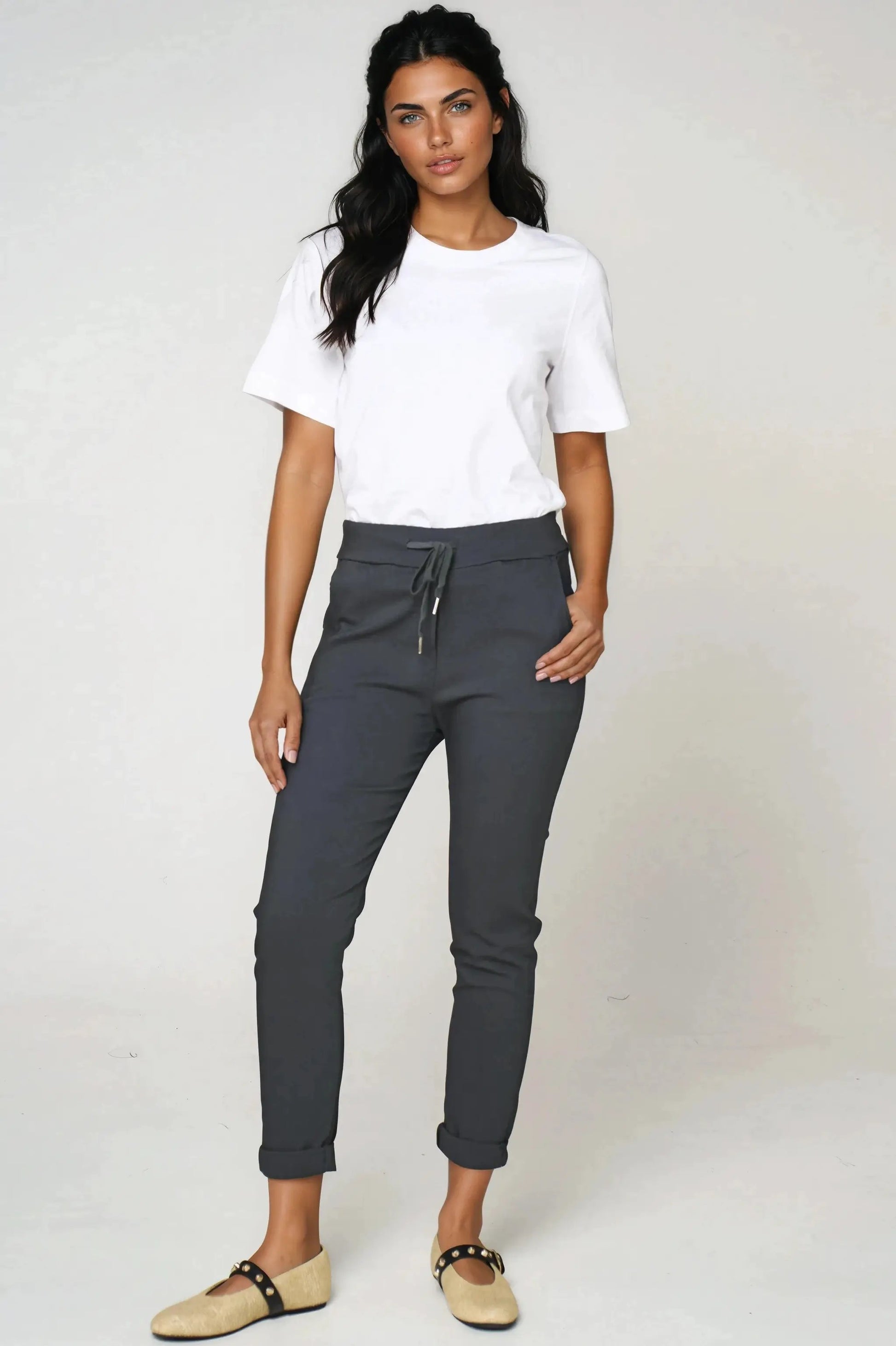 Charcoal Stretch Drawstring Trousers by Aftershock London