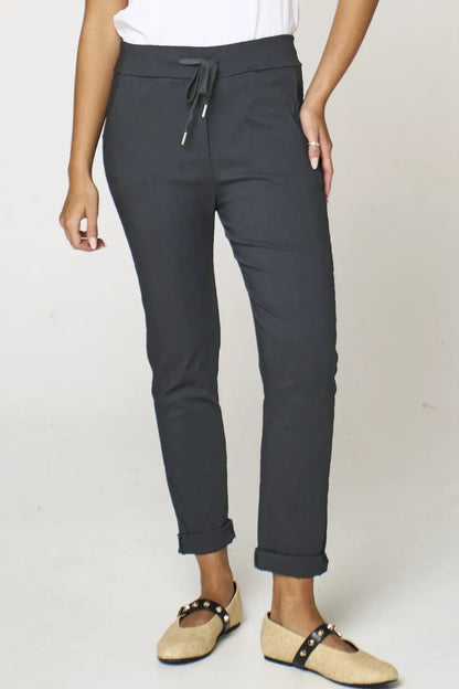 Charcoal Stretch Drawstring Trousers by Aftershock London
