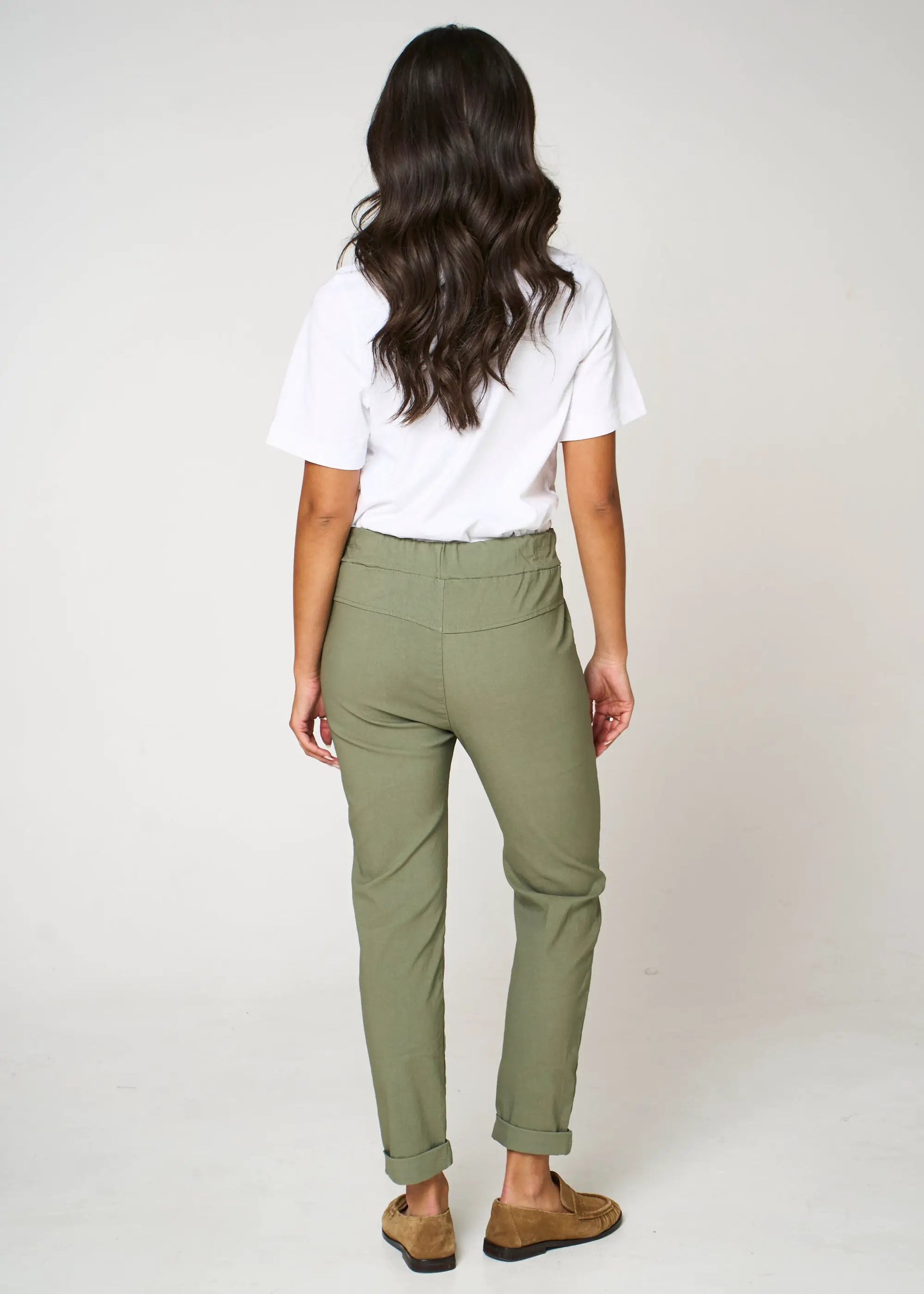 Khaki Stretch Drawstring Trousers by Aftershock London