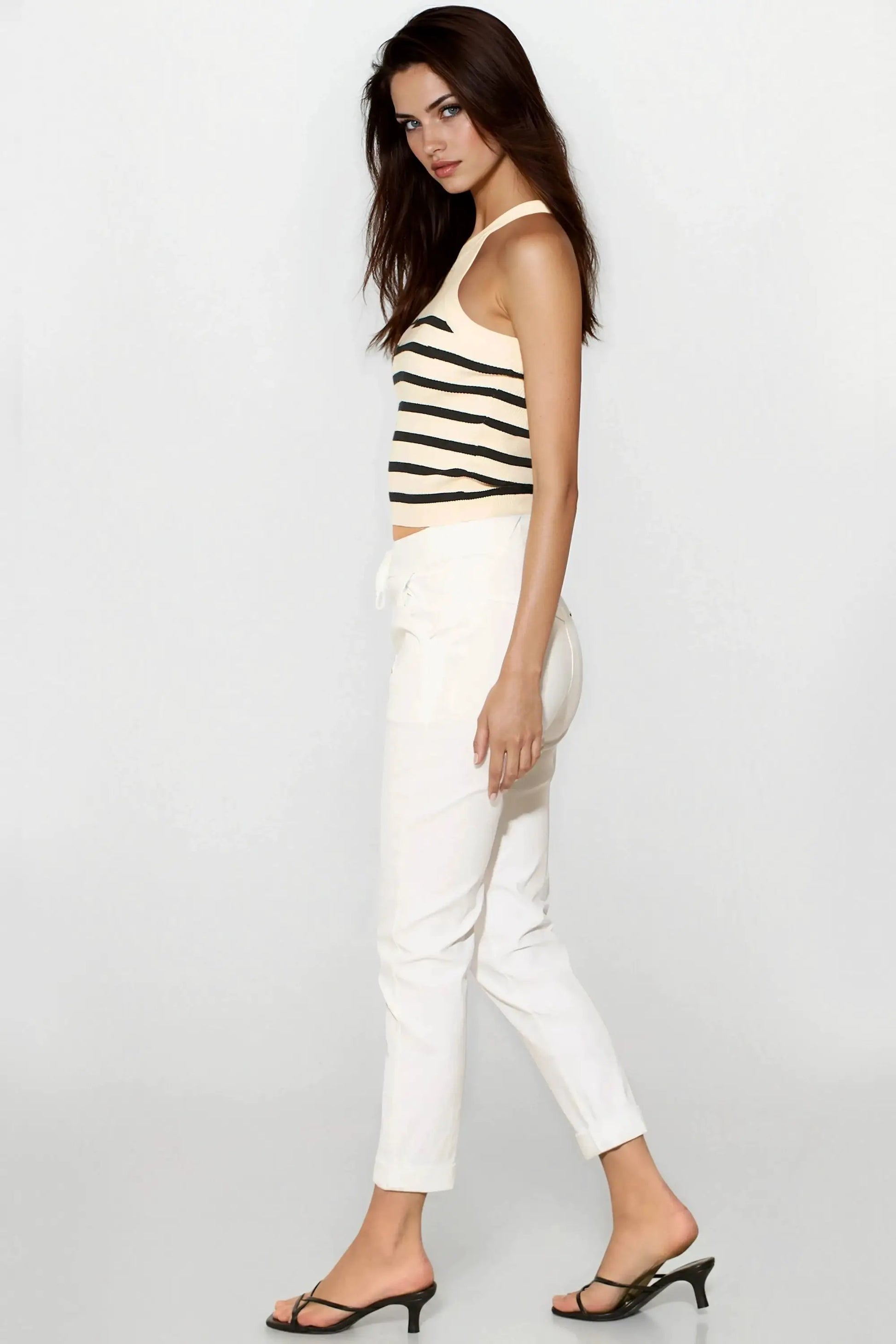 White Stretch Drawstring Trousers by Aftershock London