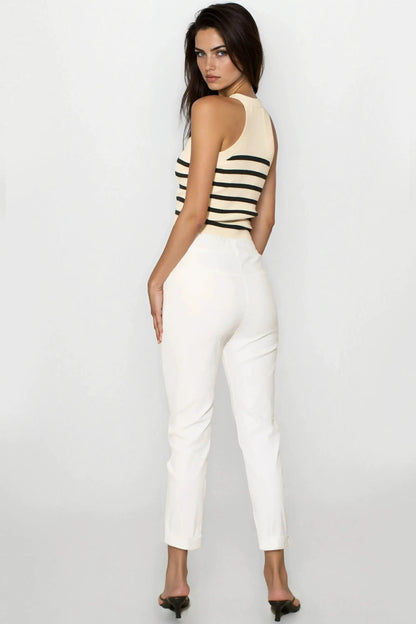White Stretch Drawstring Trousers by Aftershock London