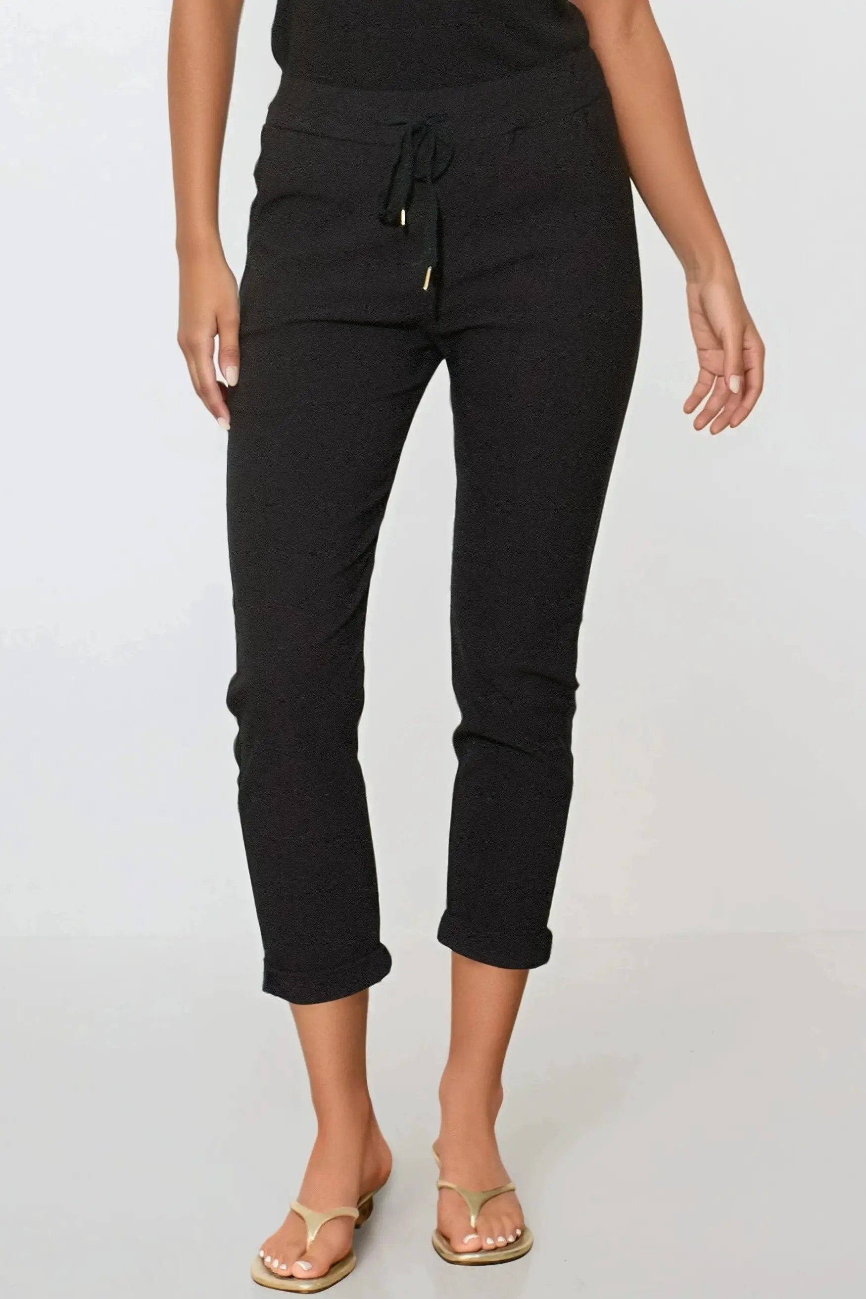 Black Stretch Drawstring Trousers by Aftershock London