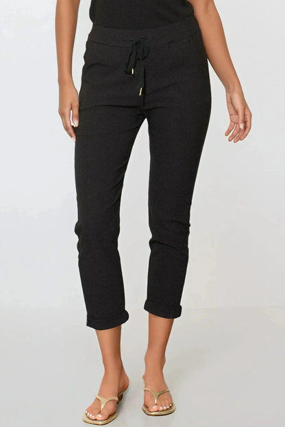 Black Stretch Drawstring Trousers by Aftershock London
