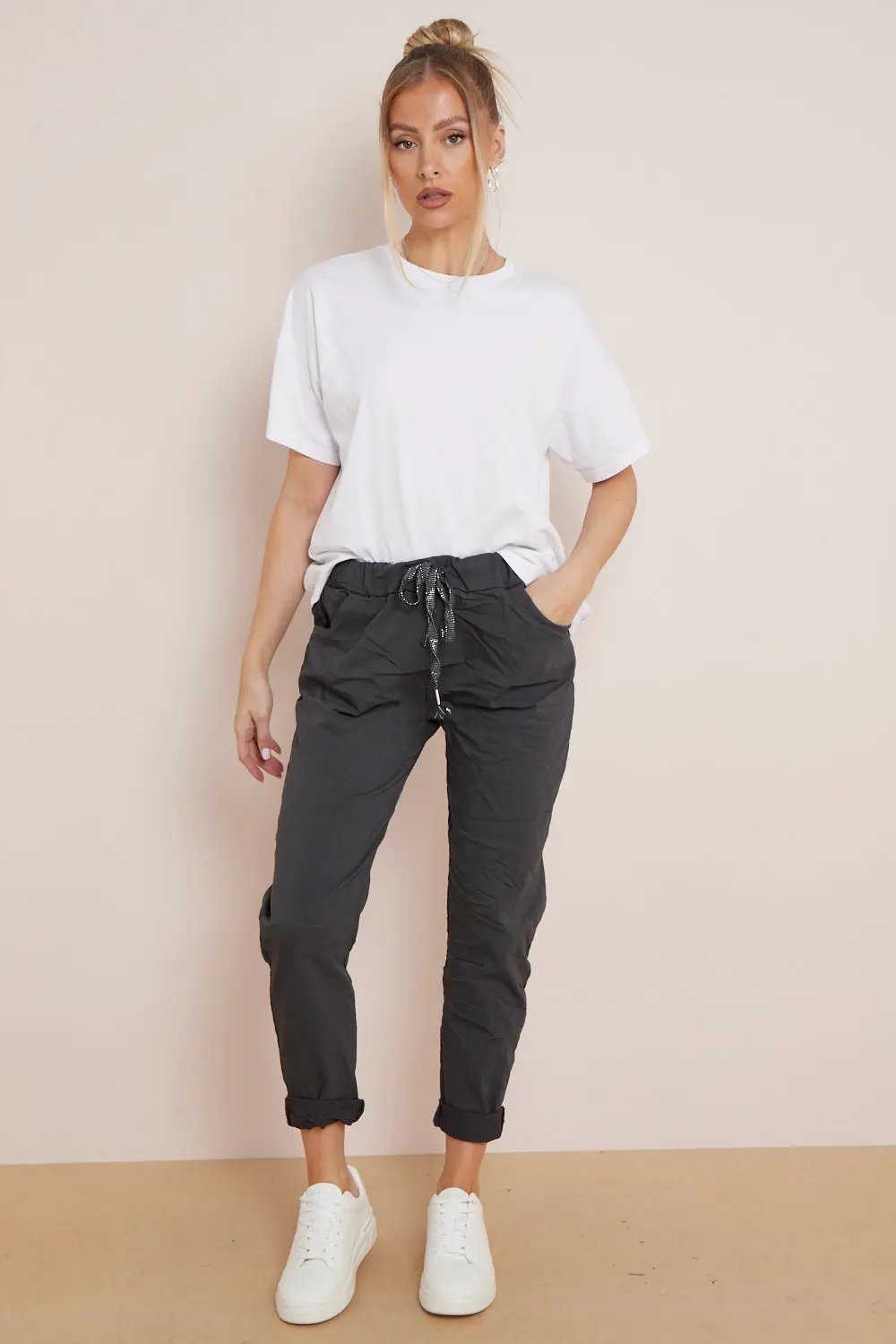 Charcoal Magic Drawstring Trousers by Aftershock London