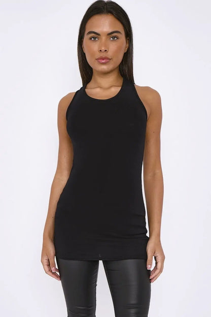 Black Racerback Vest Top by Aftershock London