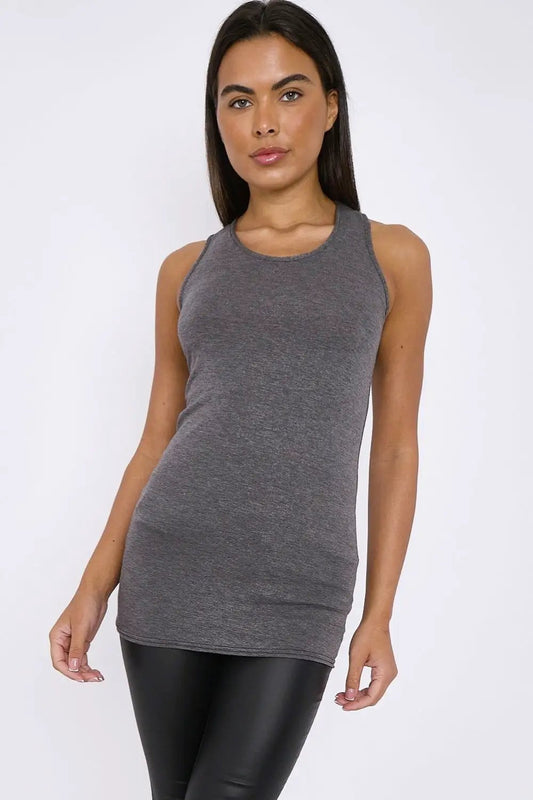 Charcoal Racerback Vest Top by Aftershock London
