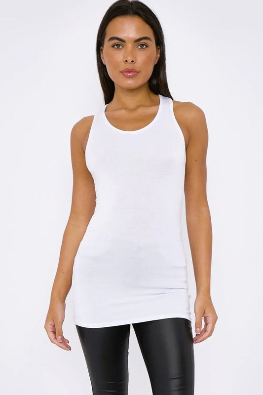 White Racerback Vest Top by Aftershock London