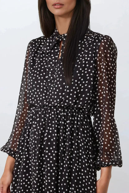 Black Polka Dot Midi Dress by Aftershock London