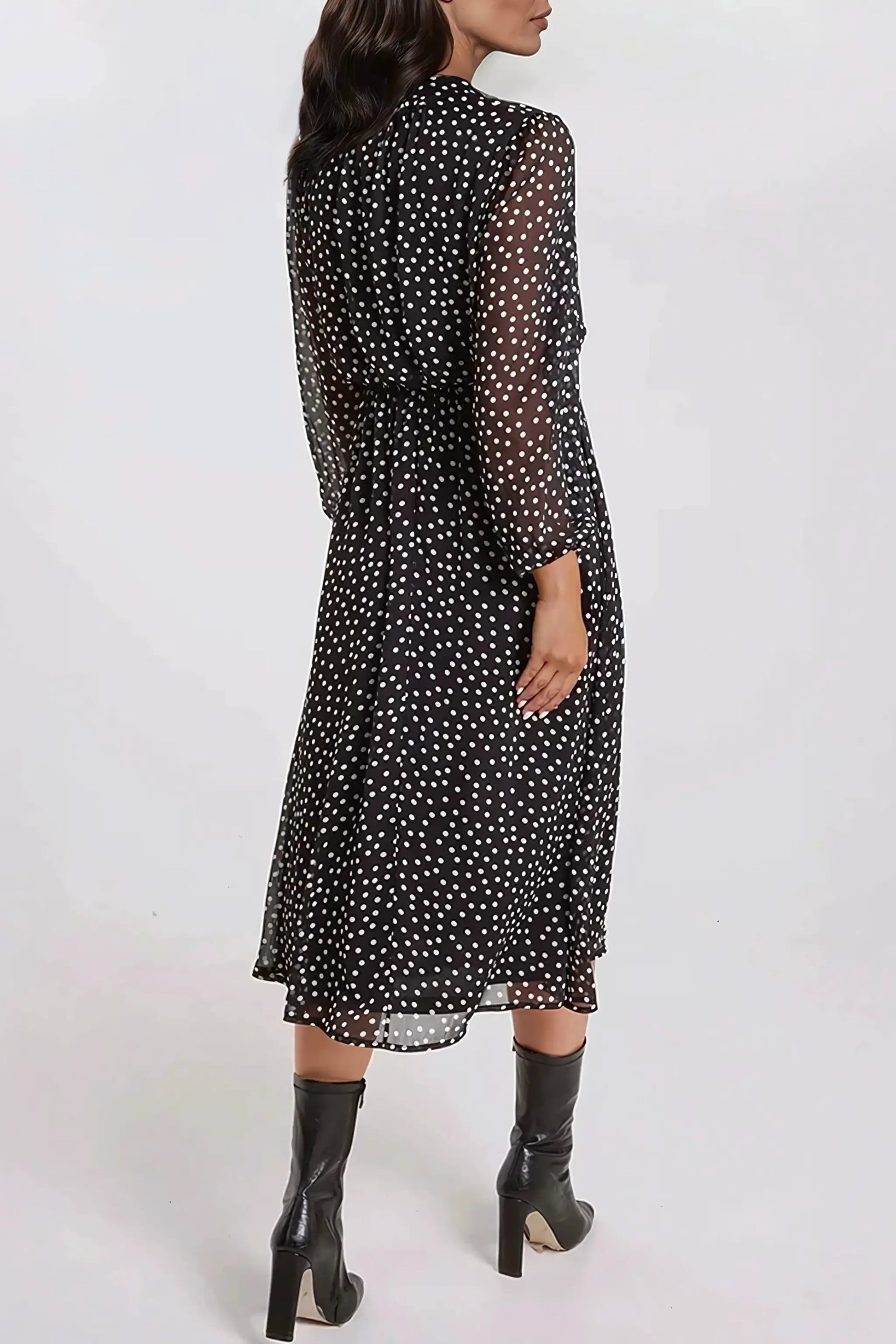 Black Polka Dot Midi Dress by Aftershock London