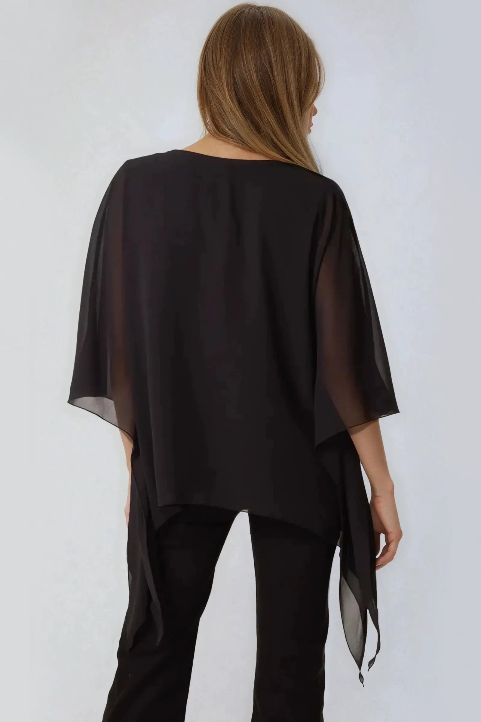 Black Embellished Mesh Top by Aftershock London