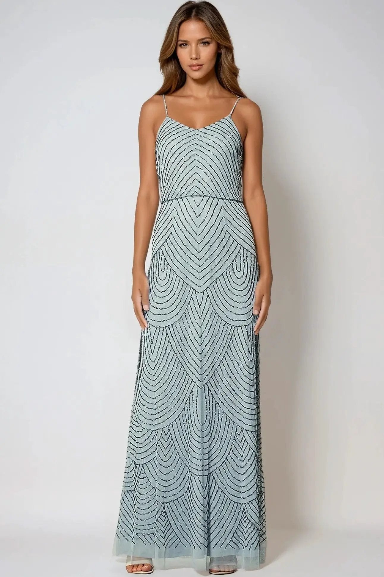 Blue Cami Embellished Maxi Dress by Aftershock London