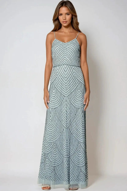 Blue Cami Embellished Maxi Dress by Aftershock London