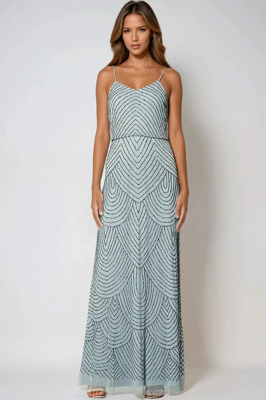 Blue Cami Embellished Maxi Dress by Aftershock London