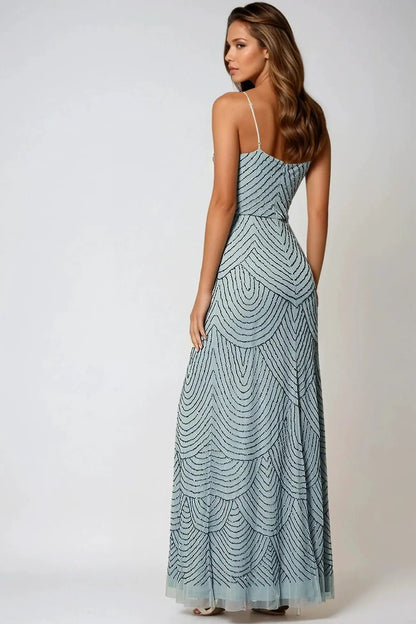 Blue Cami Embellished Maxi Dress by Aftershock London