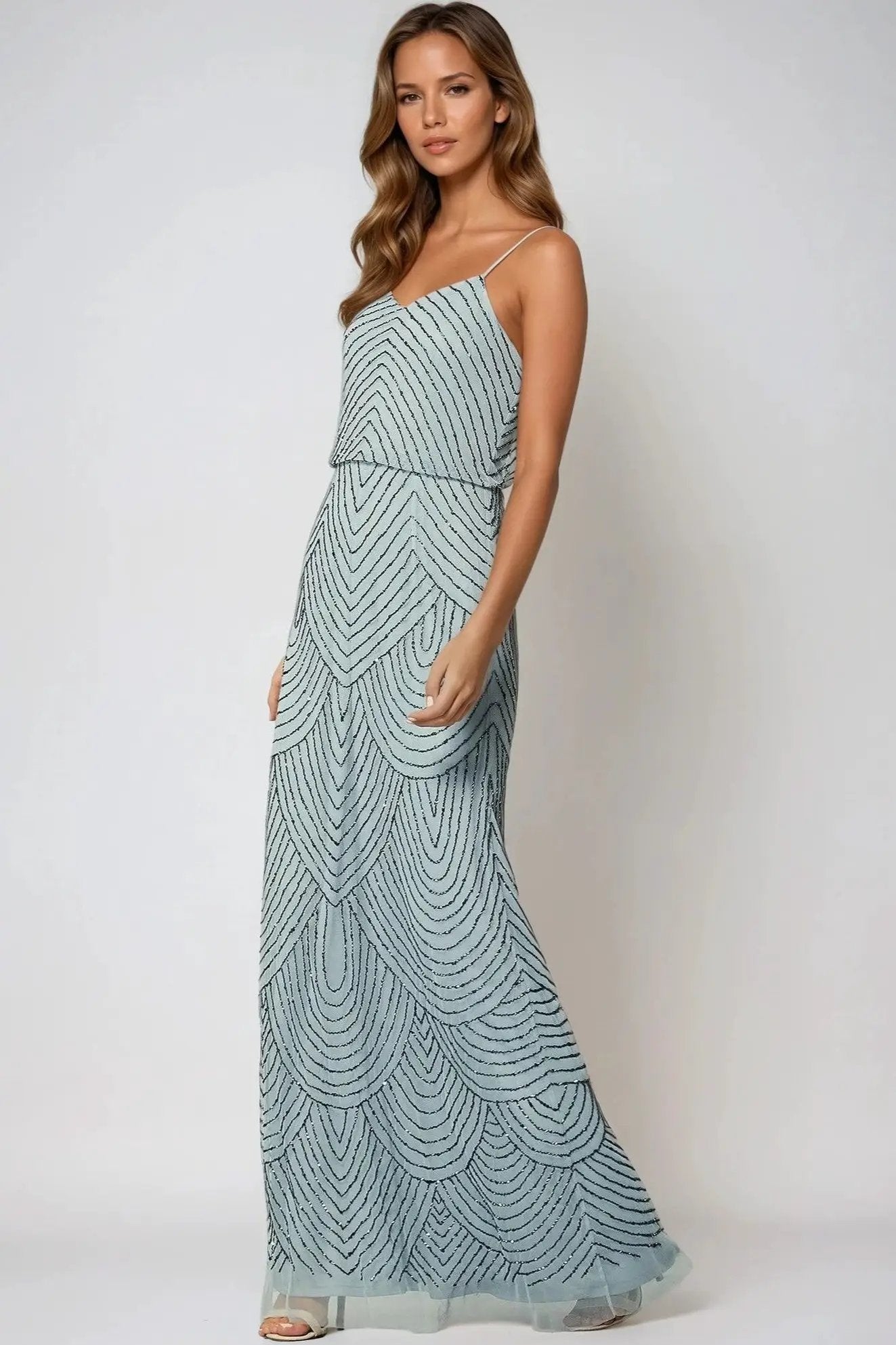 Blue Cami Embellished Maxi Dress by Aftershock London
