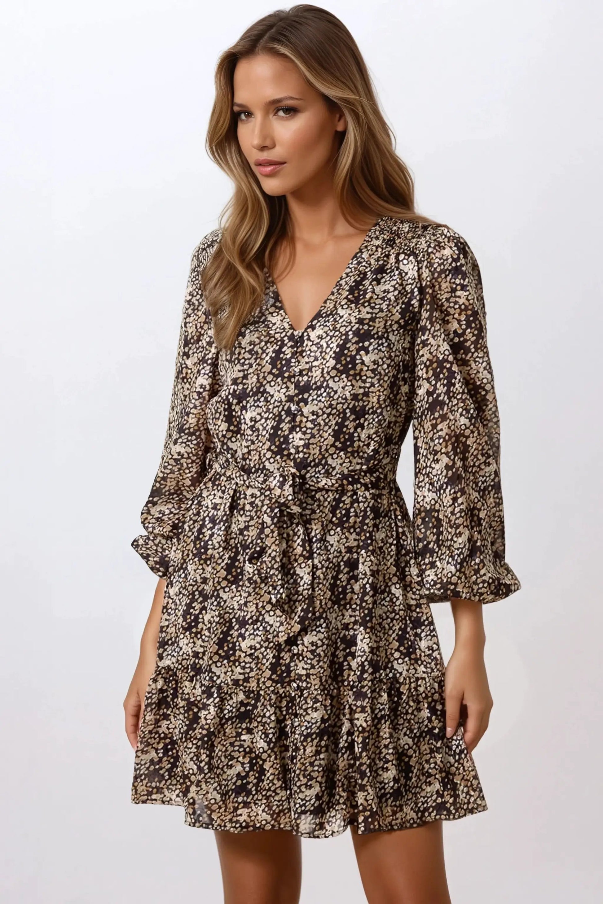 Black Spotty Belted Mini Dress by Aftershock London