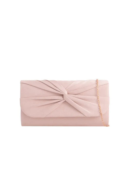 Nude Suede Clutch Bag with Knot Detail by Aftershock London