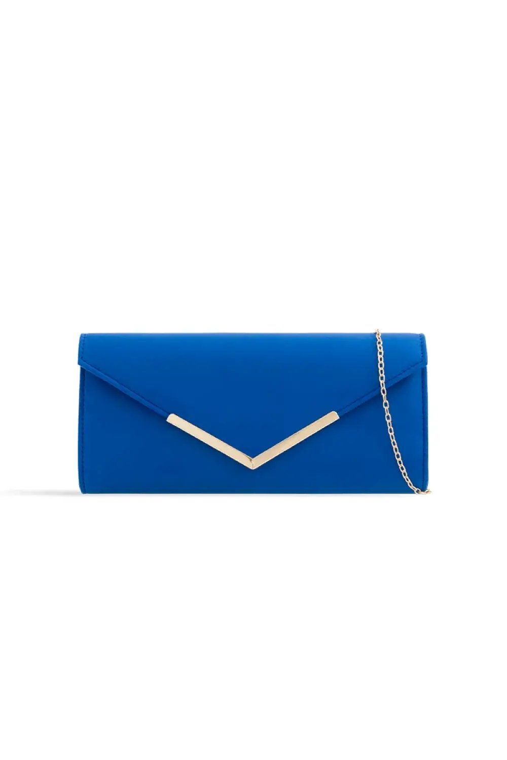 Royal Blue Suede Envelope Clutch Bag by Aftershock London