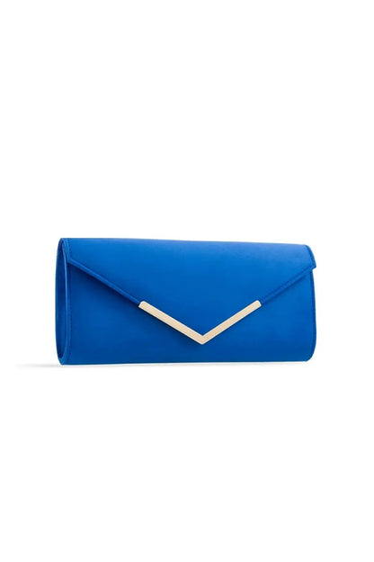 Royal Blue Suede Envelope Clutch Bag by Aftershock London