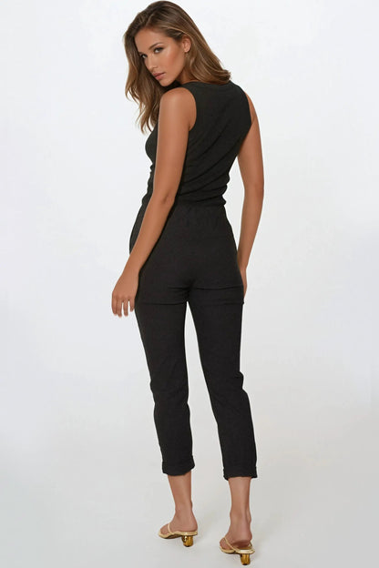 Black Stretch Drawstring Trousers by Aftershock London
