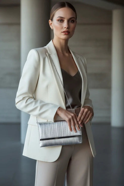 Silver Pleated Clutch Bag by Aftershock London