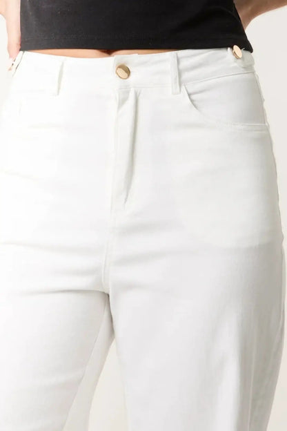 White Wide Leg Jeans by Aftershock London