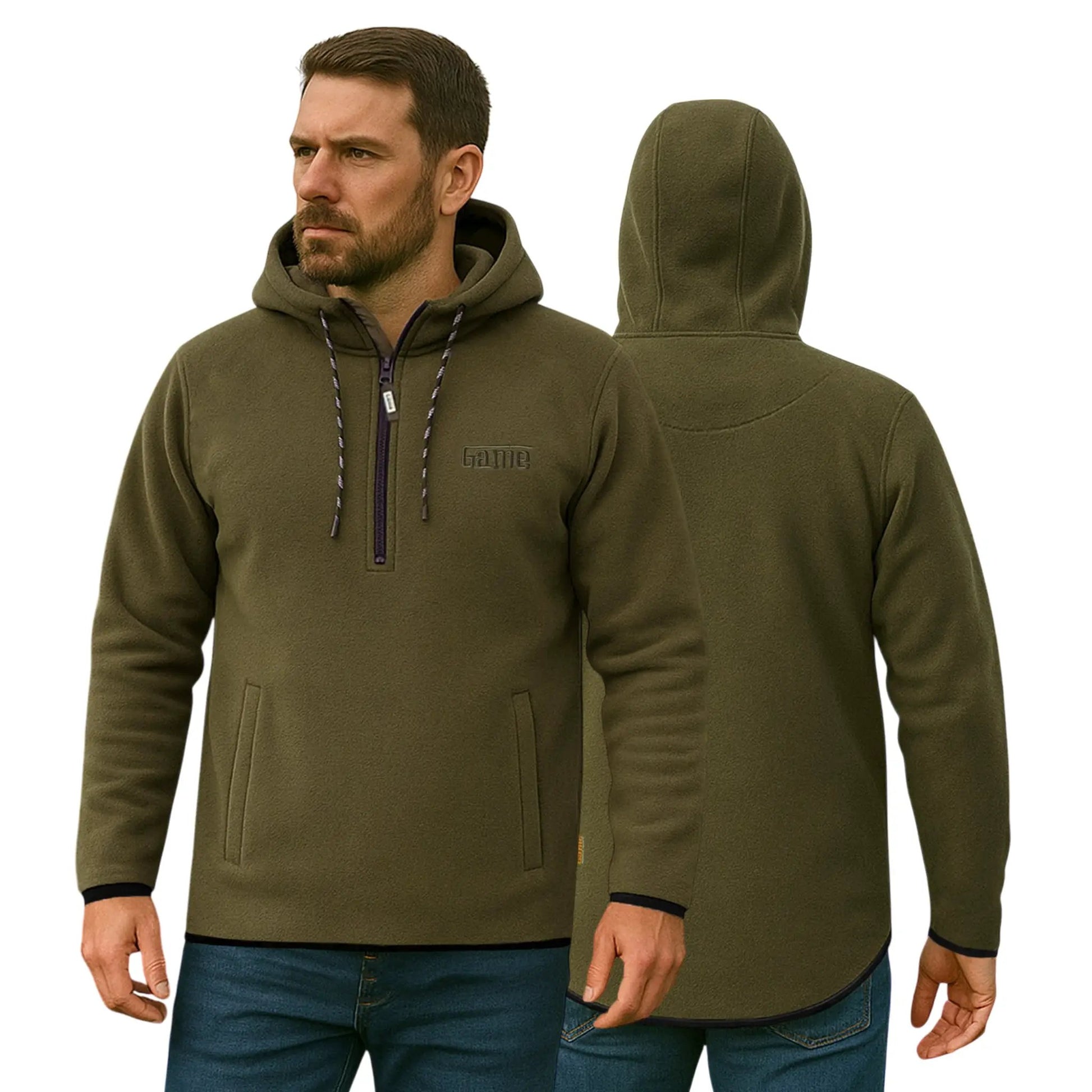 Game Mens Alpine Fleece 1/4 Zip Curved Hoodie by Game Technical Apparel