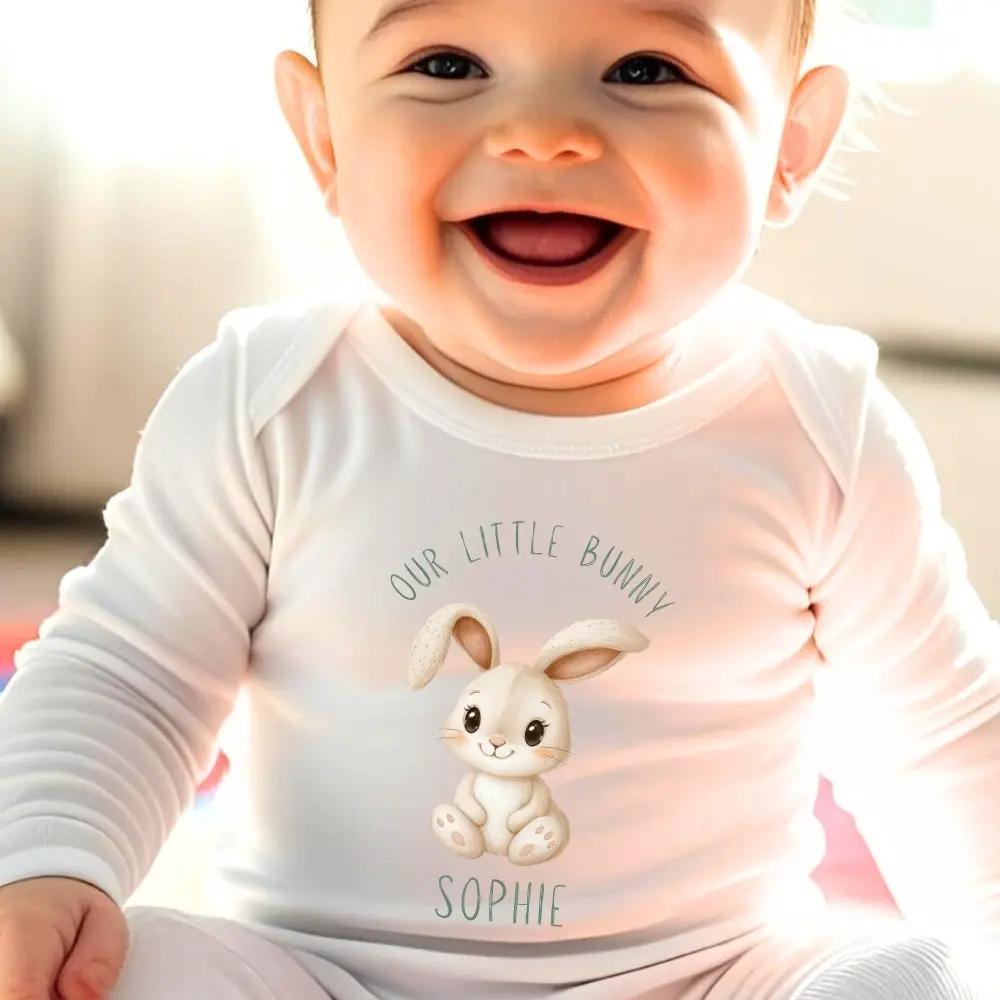 Personalised Our Little Bunny Baby Outfit: Bib, Vest, Baby Grow by Aye Do Gifts