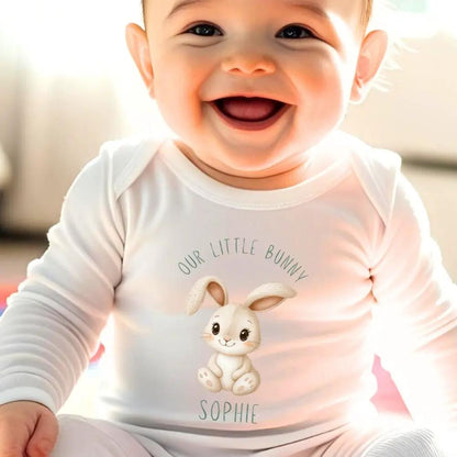 Personalised Our Little Bunny Baby Outfit: Bib, Vest, Baby Grow by Aye Do Gifts